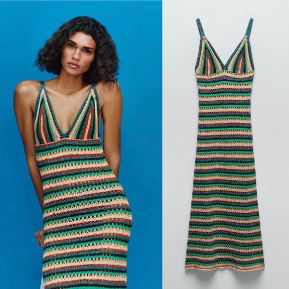 ZARA WOMAN NWT MULTICOLORED STRIPED KNIT DRESS SIZE SMALL - Picture 8 of 10